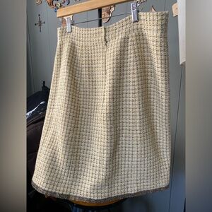 CHANEL Beige Tweed A-Line Skirt